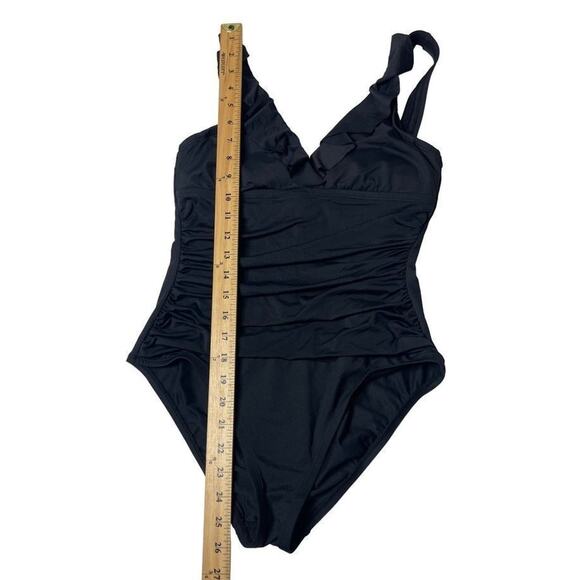 Chaps Slimming Fit Black One Piece Swimsuit Size 8 - Picture 6 of 12